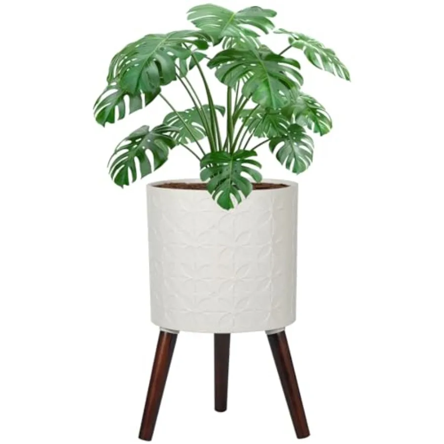 12 Inch Planter Pot with Stand Planter for Indoor Plants Modern Large Flower Planter Pot with Drainage Holes for Outdoor Matte