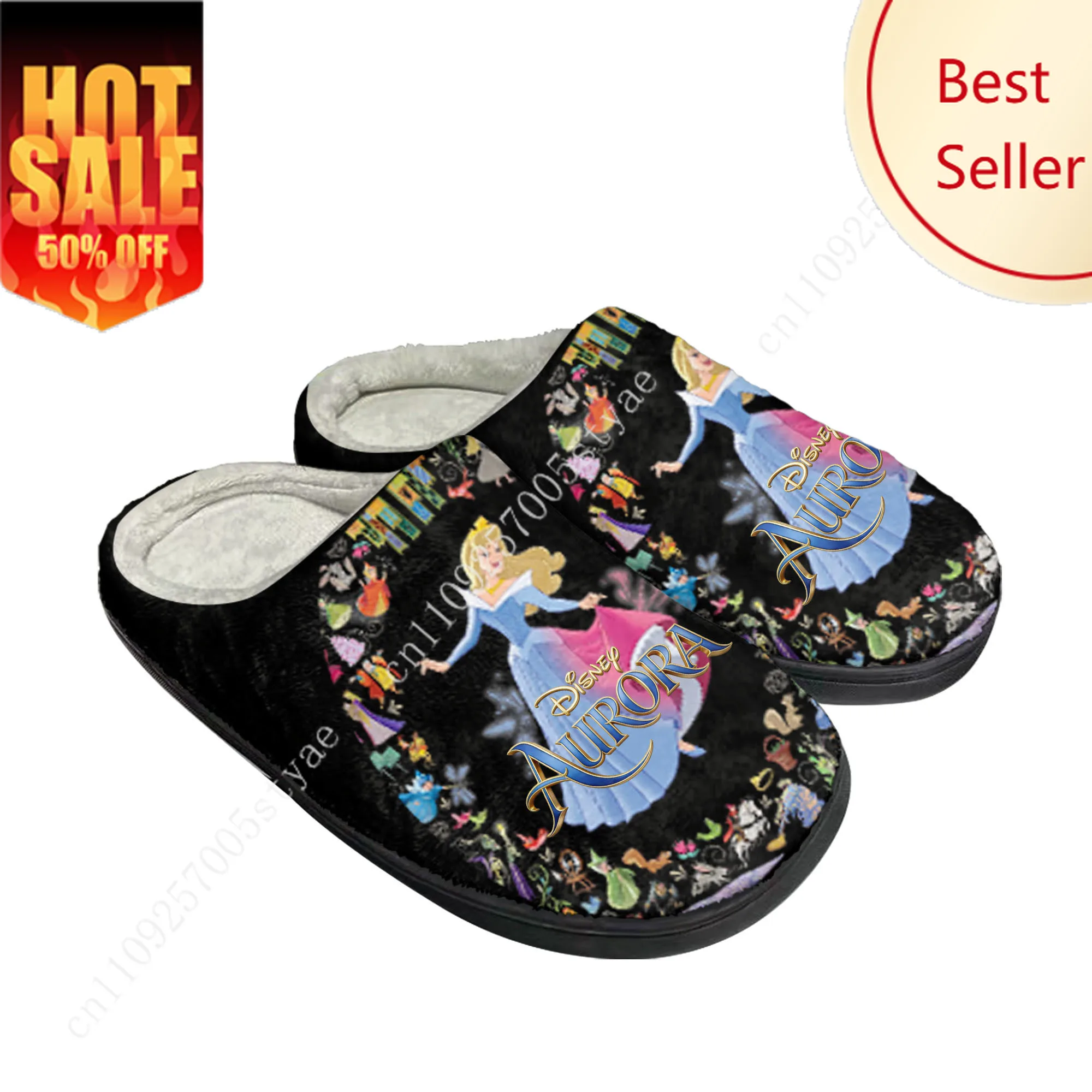 

Aurora Sleeping Beauty Cotton Slippers Disney Cartoon Decorate Plush Indoor Shoes Design Your Party Holiday Gifts Custom Shoe