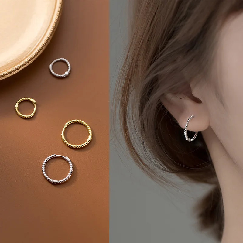 LIVVY Silver Color Prevent Allergy Simple Twisted Round Hoop Earrings for Women Trendy Elegant Party Jewelry Wholesale image 3