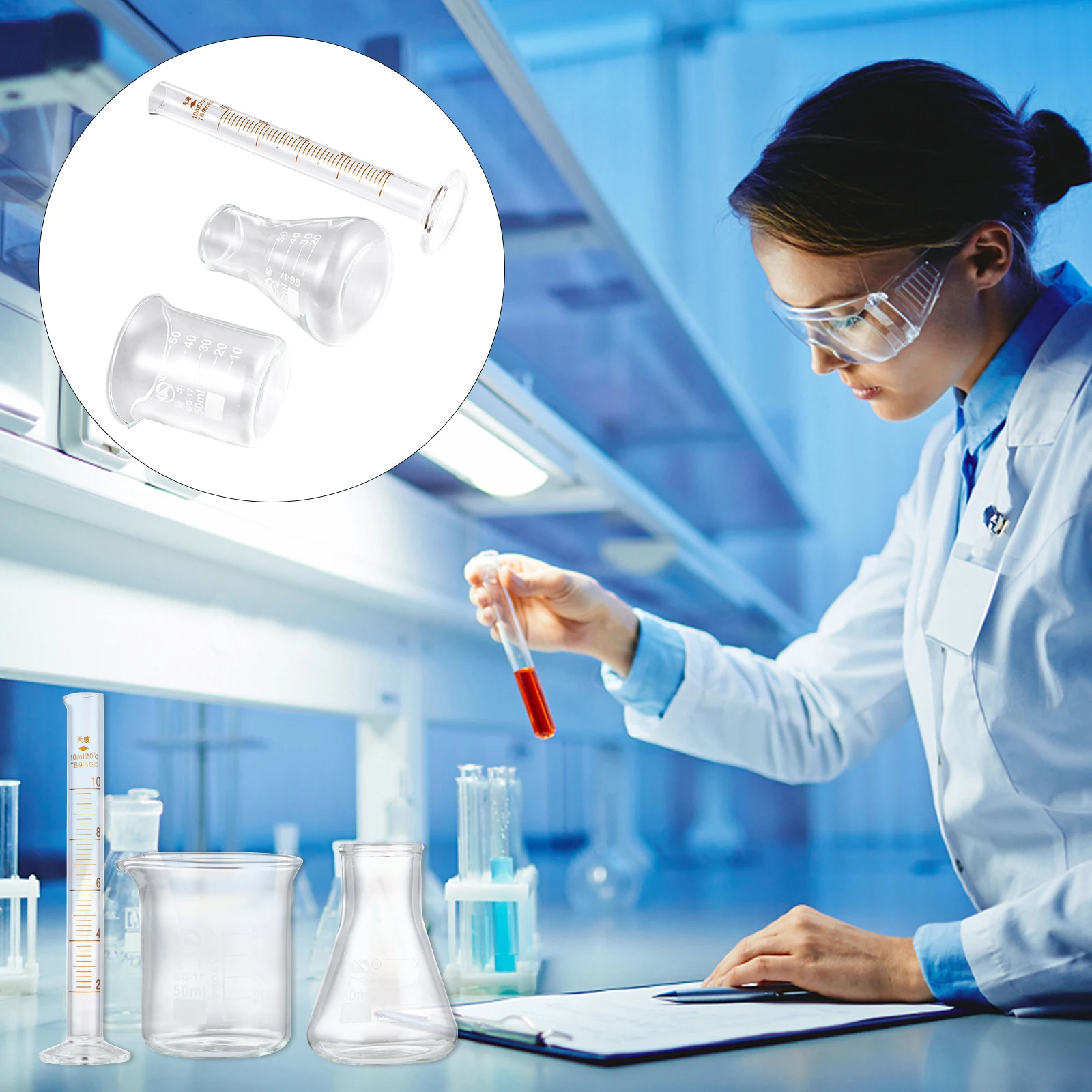 

3 Pcs Laboratory Glassware Flasks Graduated Beaker Cylinders Measuring Container Conical