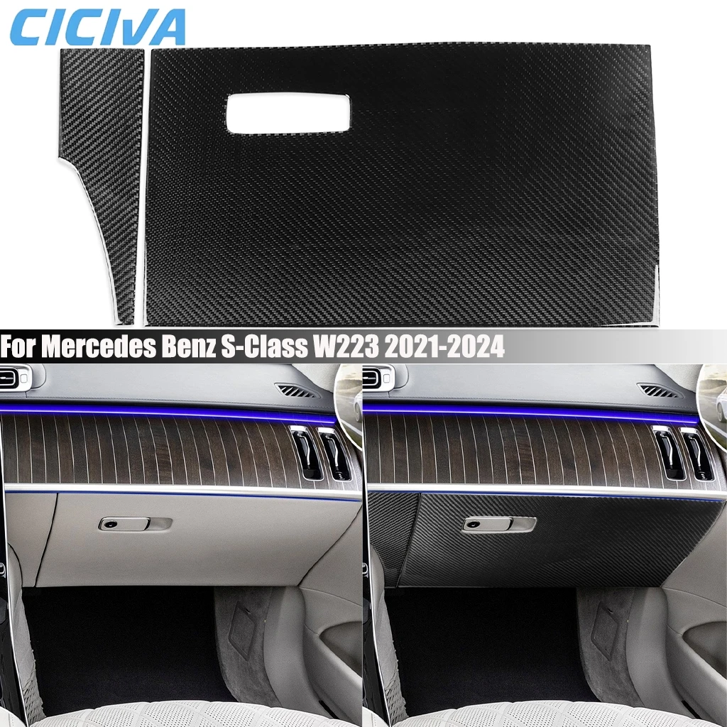 

Carbon Fiber Car Accessories Dashboard Glove Storage Panel Cover Sticker Interior Trim For Mercedes Benz S-Class W223 2021-2024