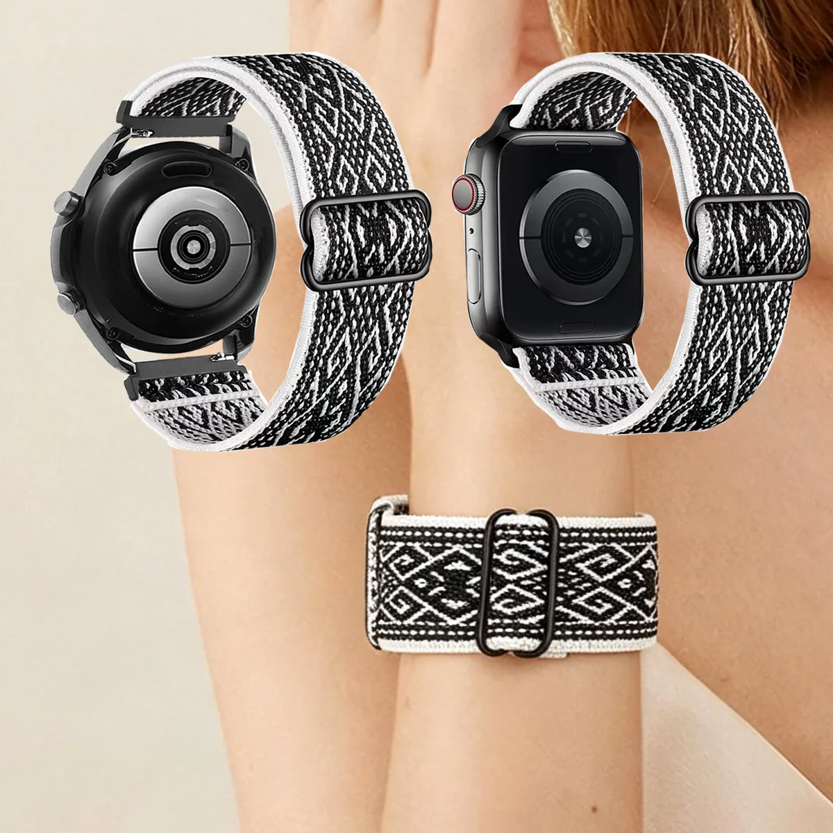 Nylon Stretchy Solo Loop for Apple Watch Band Woman Man 18 20 22mm Universal Bandd for Samsung Watch/Huawei Watch/Garmin Watch