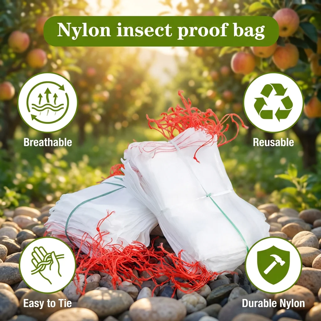Insect & Bird Proof Nylon Mesh Bag for Soaking Fruits Vegetables & Rice - Breathable Food Storage Bag for Kitchen