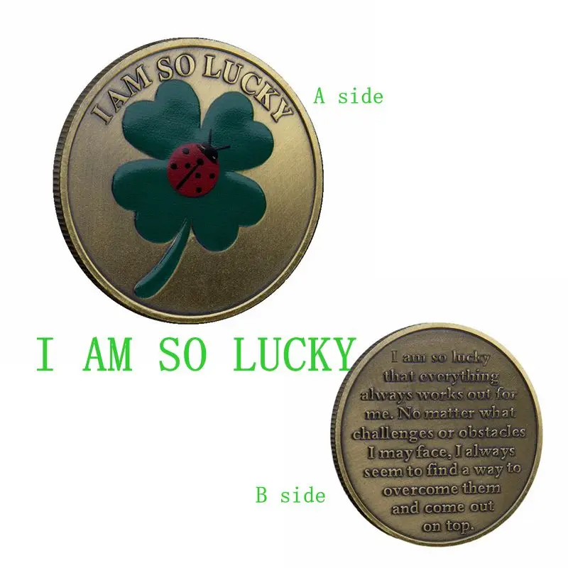 

Lucky Coin, American Military Challenge Coin, Clover Decoration Collection Silver Coin, Colored Metal Craft Badge, Party Gift