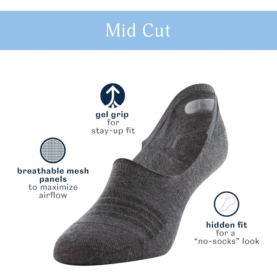 جوارب نسائية خفيفة الوزن متوسطة القطع بدون عرض 12 زوجًا للارتداء اليومي، تصميم مريح ومسامي بدون خياطة مثالي للرياضة وكاليفورنيا