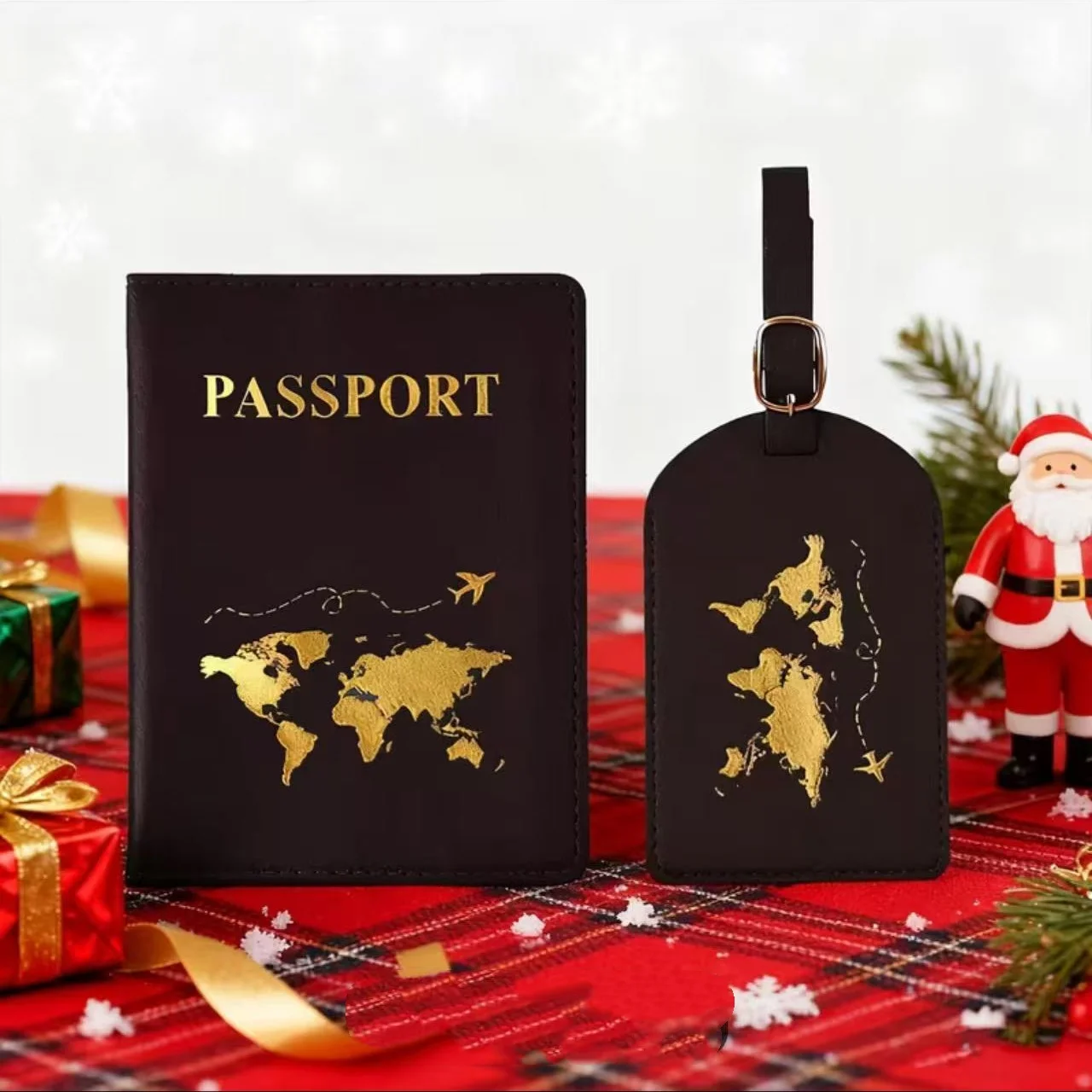 2Pcs Luggage Tags and Passport Holder Passport Bag Protective Cover Document Storage Bag Passport Holder Passport Travel Document Card Holder Set