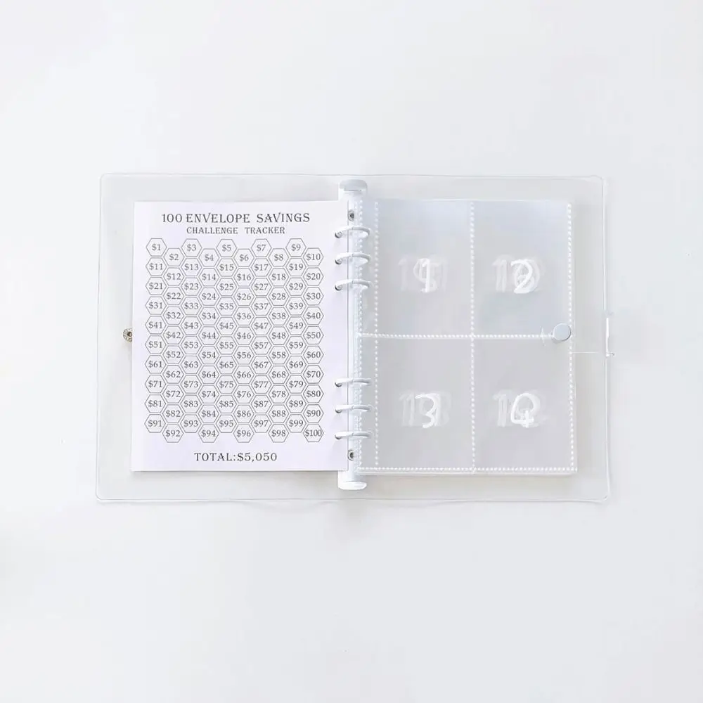 Financial Management 100 Envelope Savings Challenge 100 Envelope Loose-Leaf Binder Saving Money Binder PVC Cherry Blossom