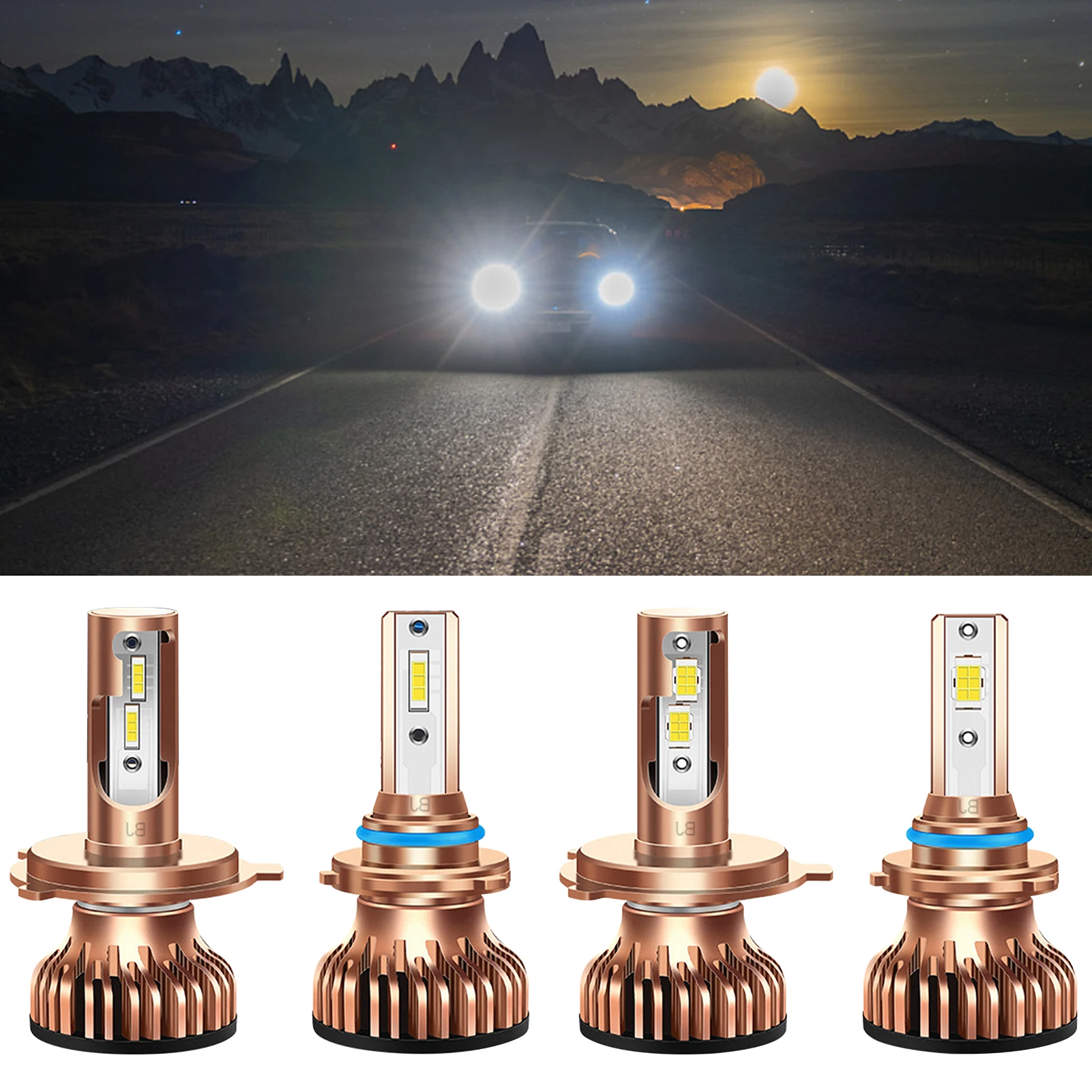 Led Headlight Bulbs H4 /H7 LED Headlight Bulbs 300 Brighter Wireless LED  1680LM-3980LM  Cool White LED Conversion Kit 1860 3570