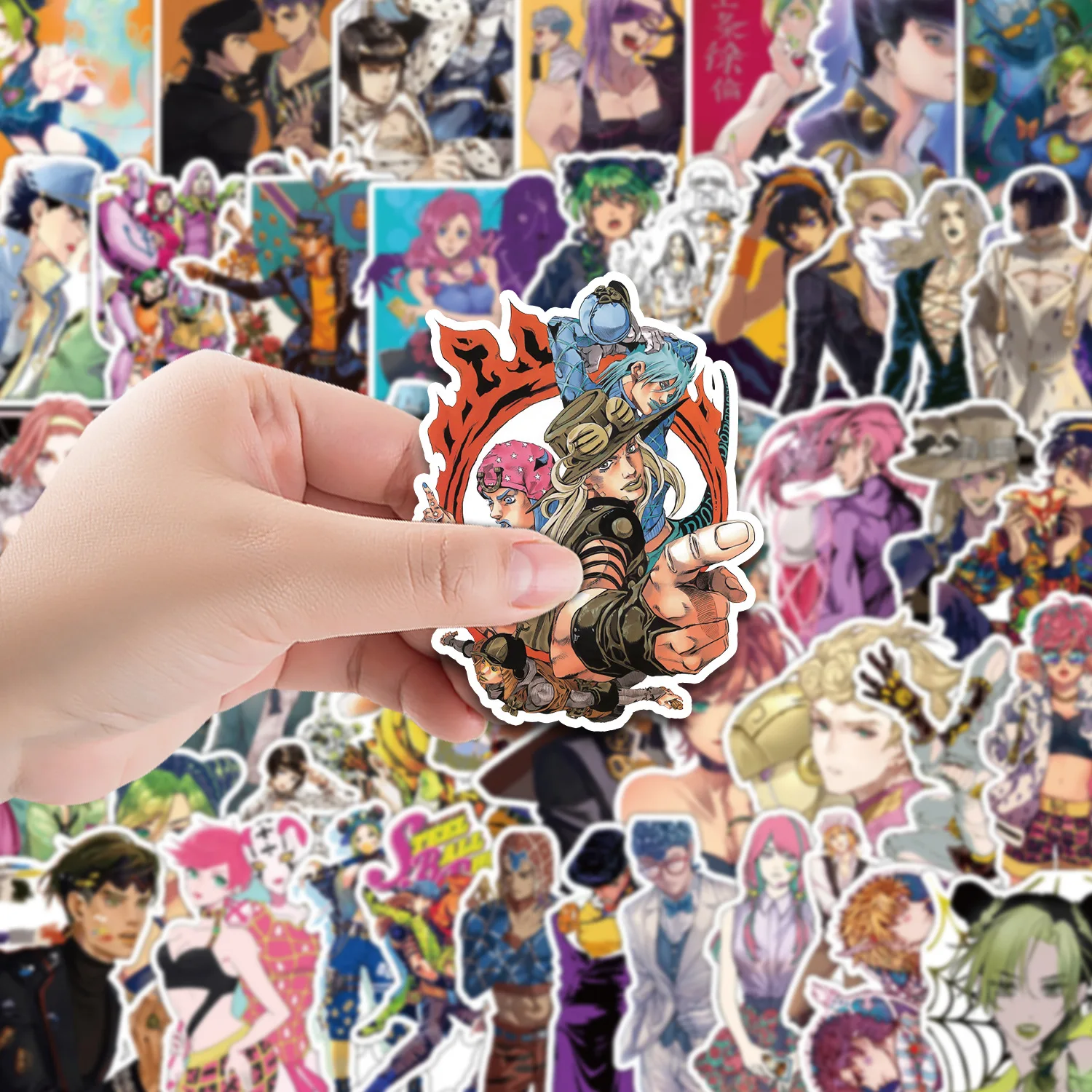 50pcs Anime JoJo Graffiti Sticker Pack, Waterproof DIY Small Decor Stickers for Notebook, Phone & Water Bottle