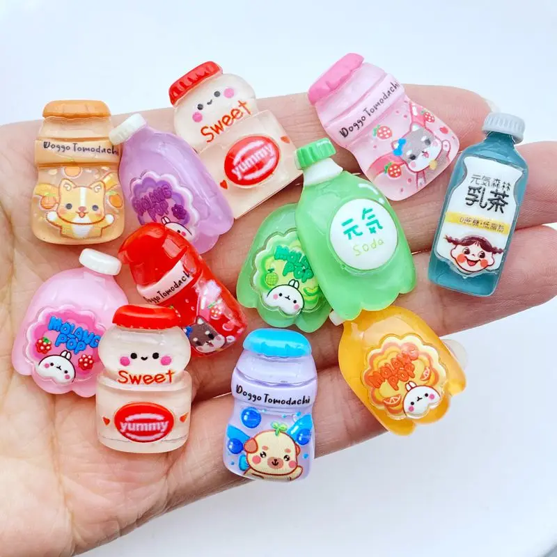 10 шт. новые милые Мультяшные животные бутылка для напитков с плоской задней стороной искусственная Смола ювелирные изделия для рукоделия декоративные аксессуары