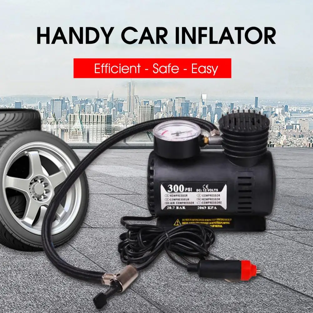 Electric Compressor Low Noise Fast Inflating Compact Portable 300 PSI Electric Tire Inflator Pump for Car