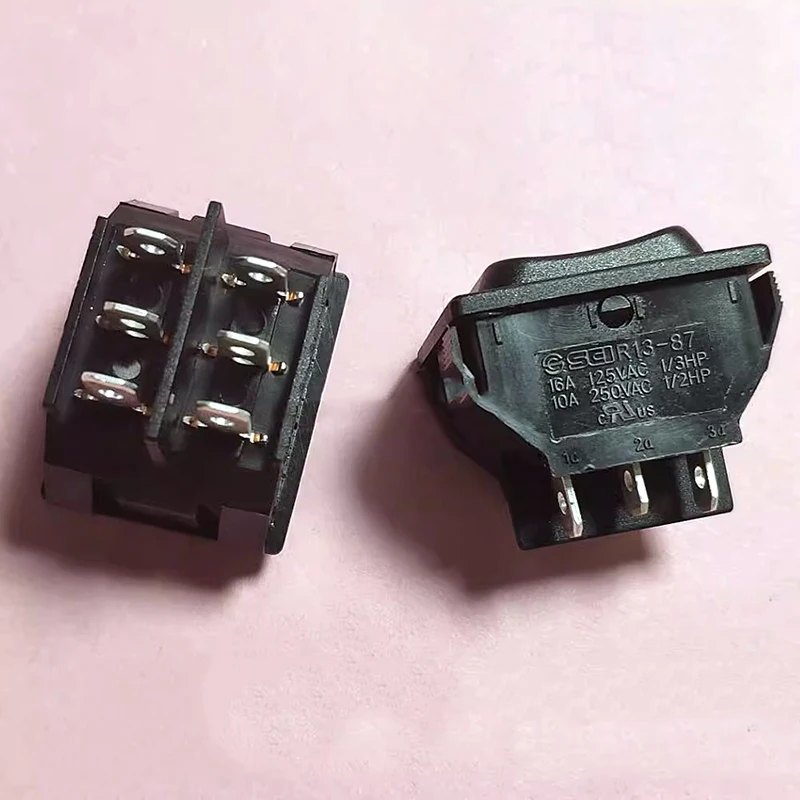 1PCS/LOT  Car double side switch R13-87I Ship type warping switch 6 pin 3 gear reset electric door switch