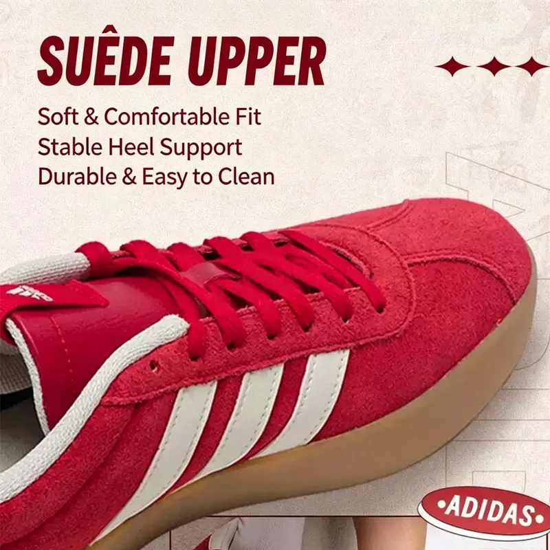 Cheap Adidas Originals Red Low Top Skate Shoes Suede Upper Classic 3 Stripes Gum Rubber Outsole Vintage Casual Sneakers KI5079