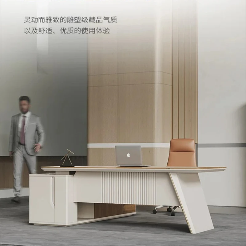 

Simple and modern President's large class desk, high-end sense of light luxury boss, general manager's desk