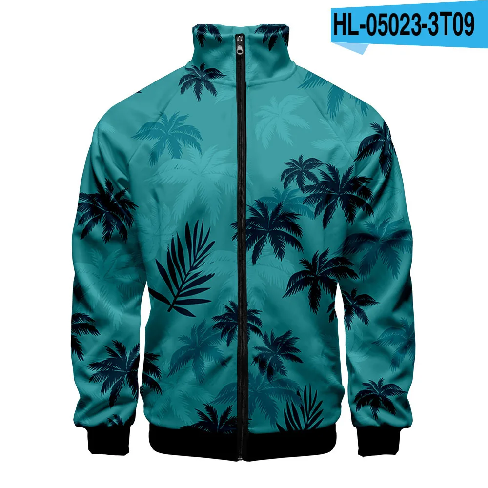 

Куртки реглан в стиле хип-хоп, куртка на молнии в гавайском стиле с 3D принтом, ветровка для мужчин/мальчиков, одежда с воротником-стойкой и длинными рукавами, куртки