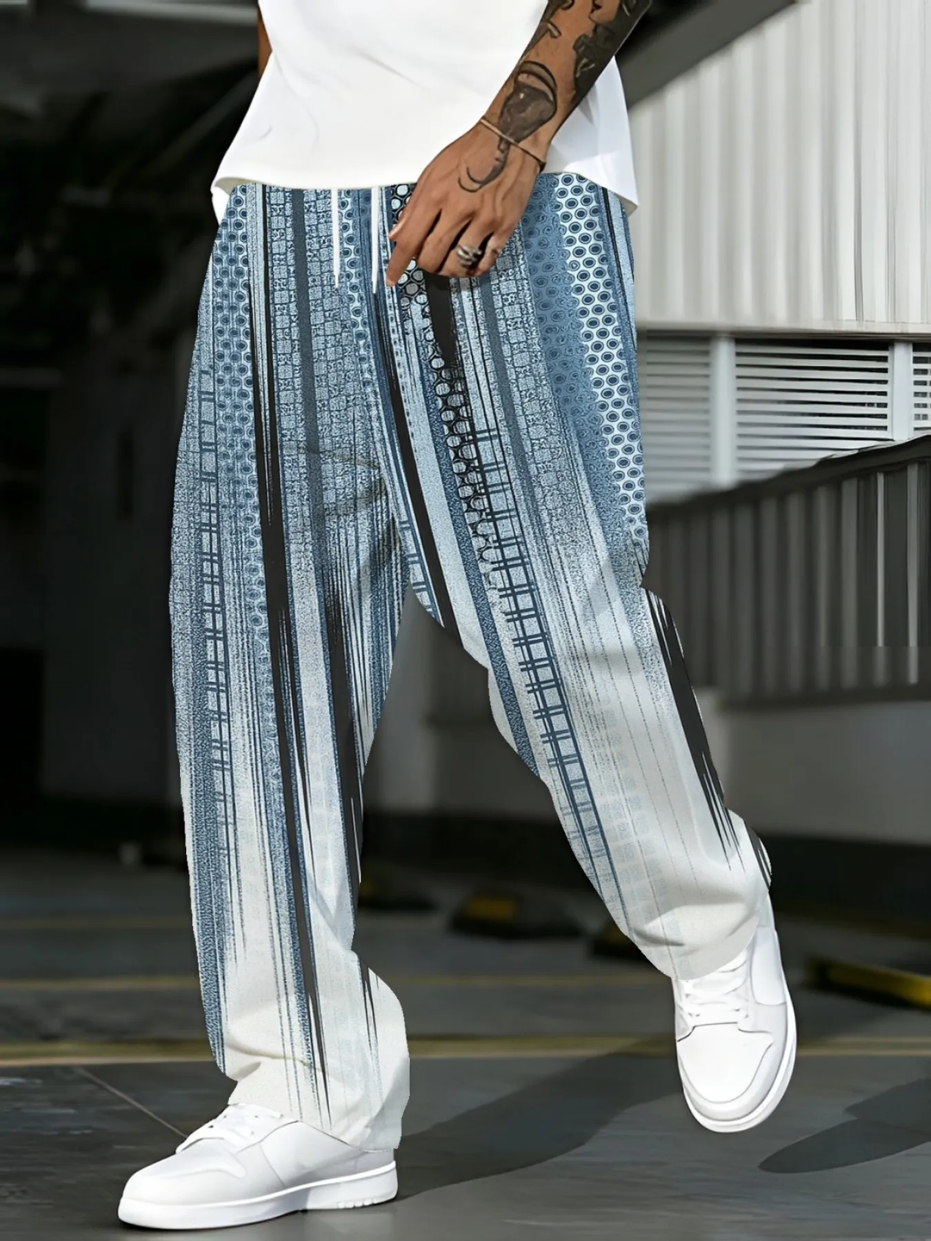 Unisex Gradient Tie Dye Striped Sports Pants, Lightweight and Quick Drying, Suitable for Daily Beach Wear