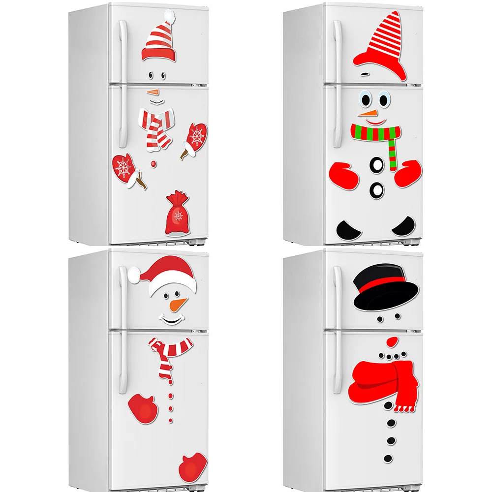 Christmas Fridge Magnet Sticker Christmas Snowman Cute DIY Smiley Wall Stickers Christmas Decoration Home Decor