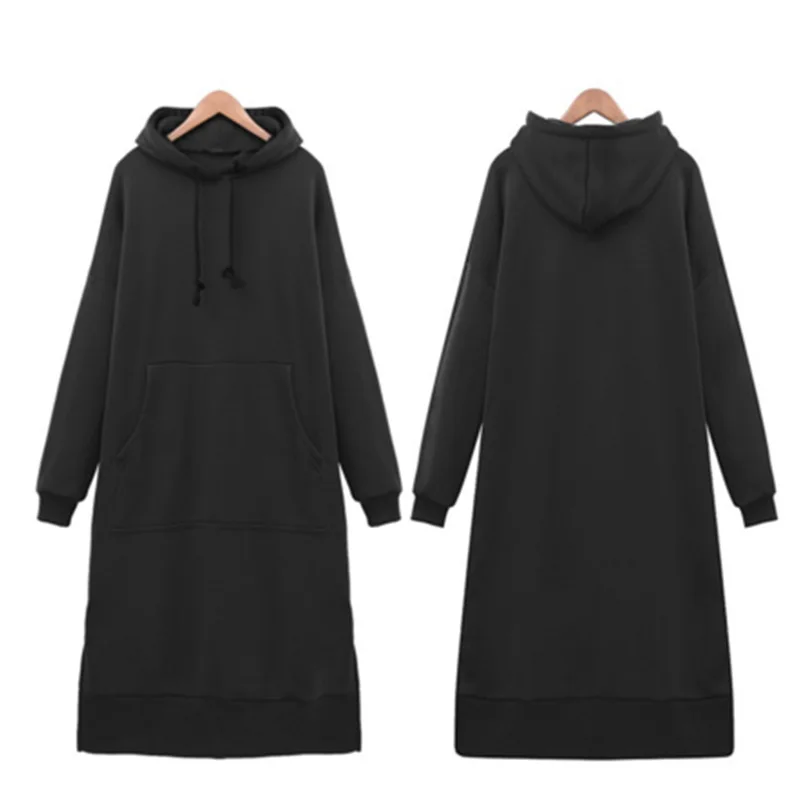 Long Hoodie Women\'s Casual Daily Large Pocket Hooded Long Sleeved Hooded Autumn Winter Comfortable Home Plus Size Clothing