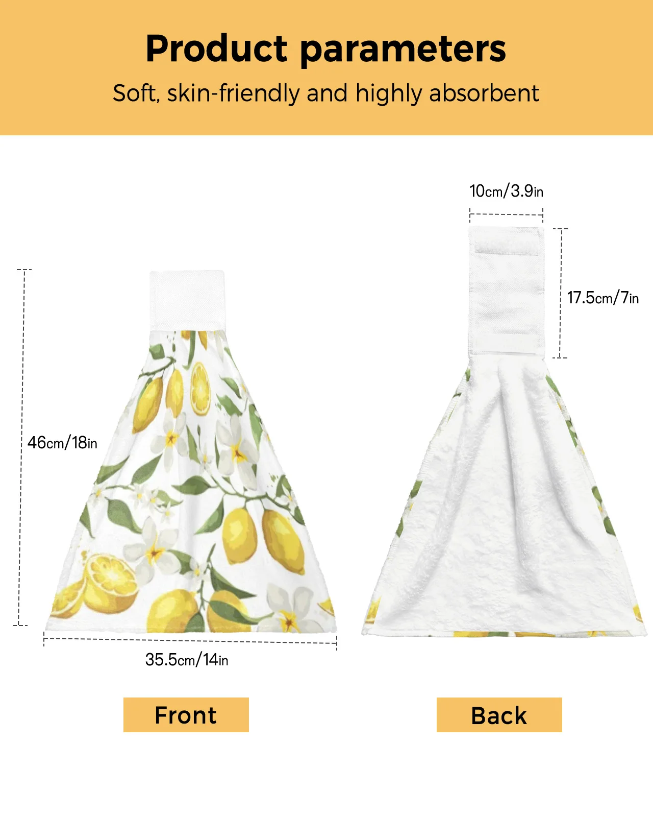 Summer Pattern With Lemon Branch Hand Towels For Bathroom Absorbent Microfiber Kitchen Towel Tableware Cleaning Towel