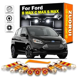 ZUORUI Canbus LED Interior Map Dome Trunk Light Kit For Ford S-Max C-Max B-Max Smax Cmax Bmax 2006-2016 2017 2018 Sun Visor Bulb