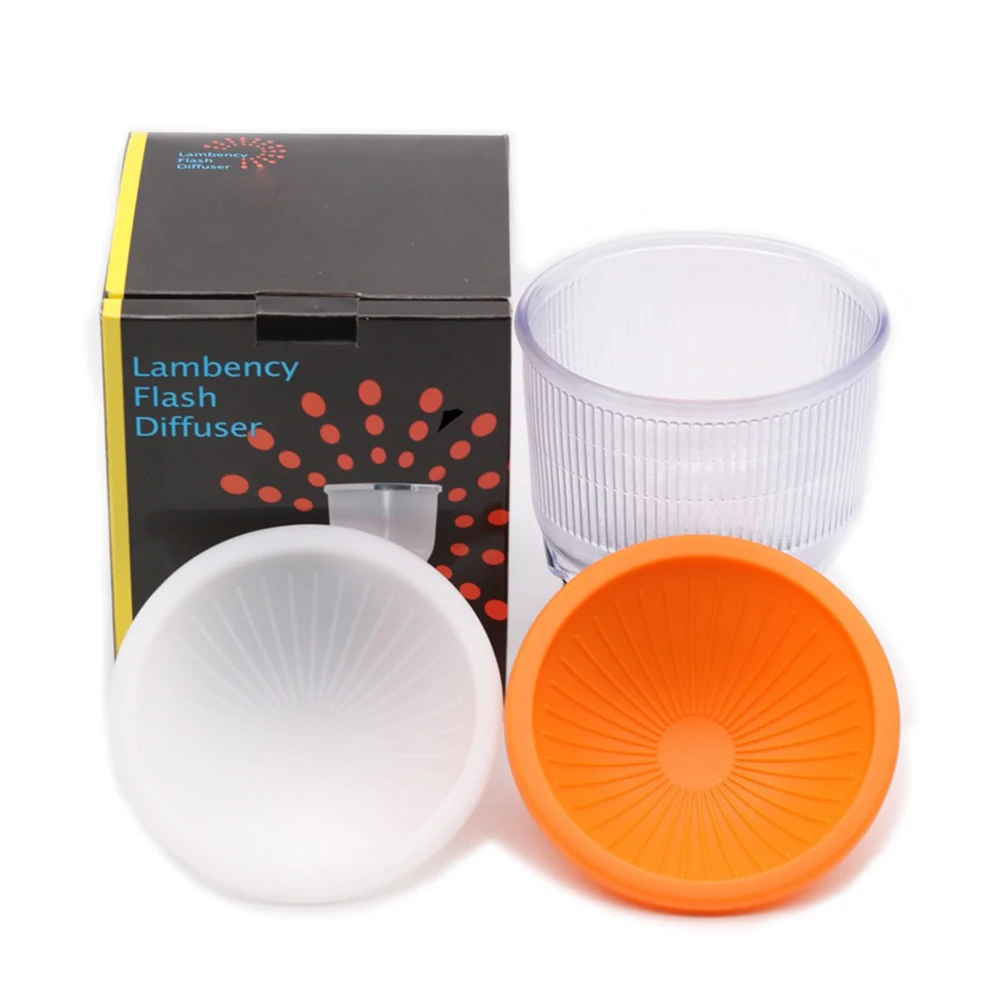 Universal Lambency Flash Reflection Diffuser Reflector Translucent / Transparent Orange with White + Orange Dome Cover