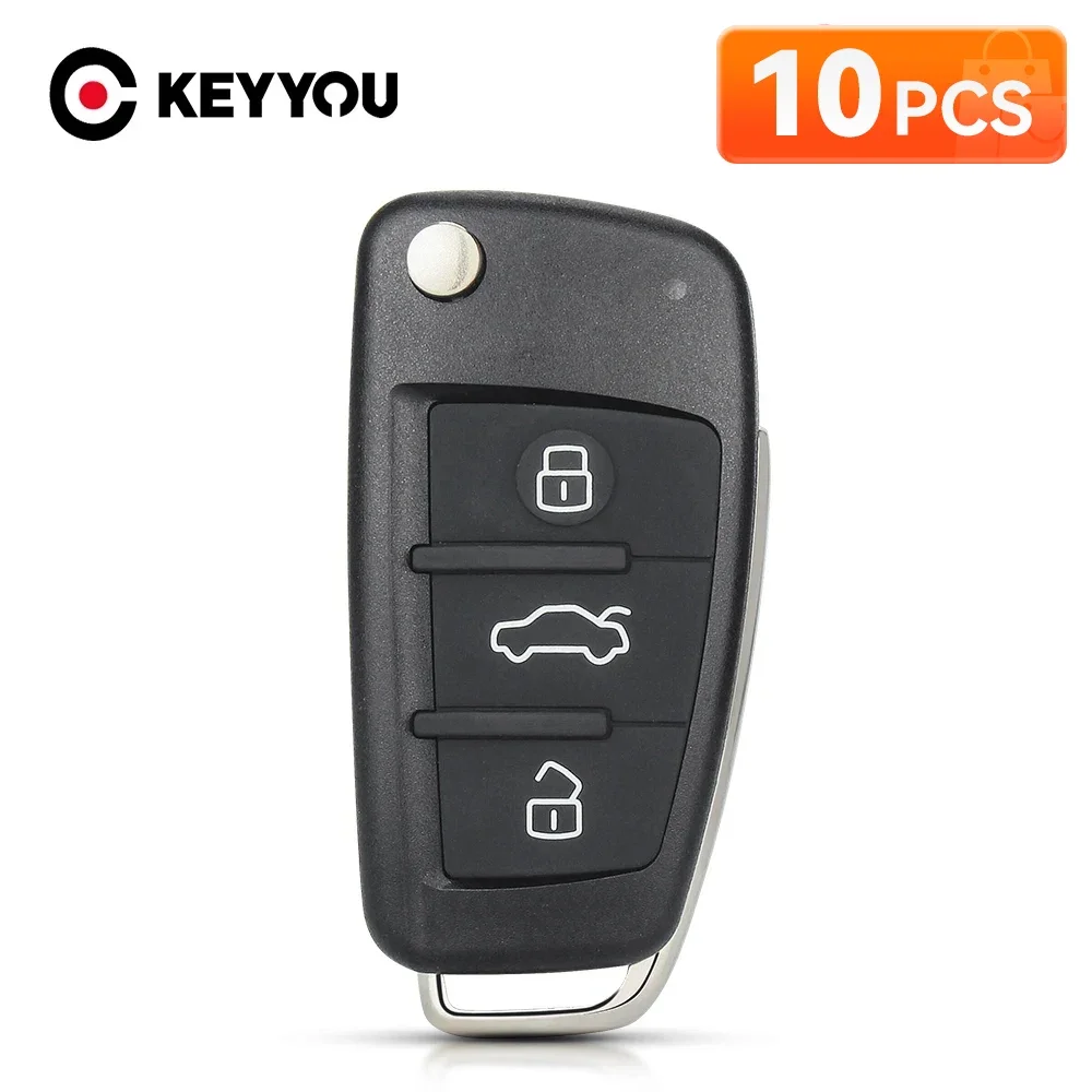 

KEYYOU 10 шт. новый сменный флип-чехол для дистанционного ключа автомобиля для Audi A2 A3 A4 A6 A6L A8 Q7 TT без логотипа