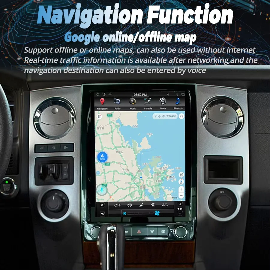12.1'' Android 15 Carplay Vertical Style GPS Navi Multimedia Stereo Player screen For Ford Expedition 2013-2015 DSP 4G Car Radio