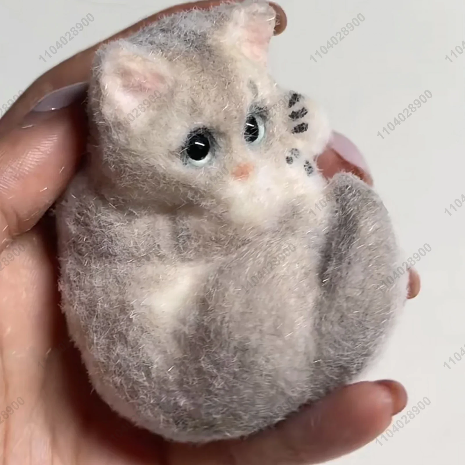 Lying Kitty Cat Taba Squishy Silicone Fuzzy Kitten Handmade Mushy Cat Squeeze Toy Mochi Toy Hand Relax Stress Release Gift Toy