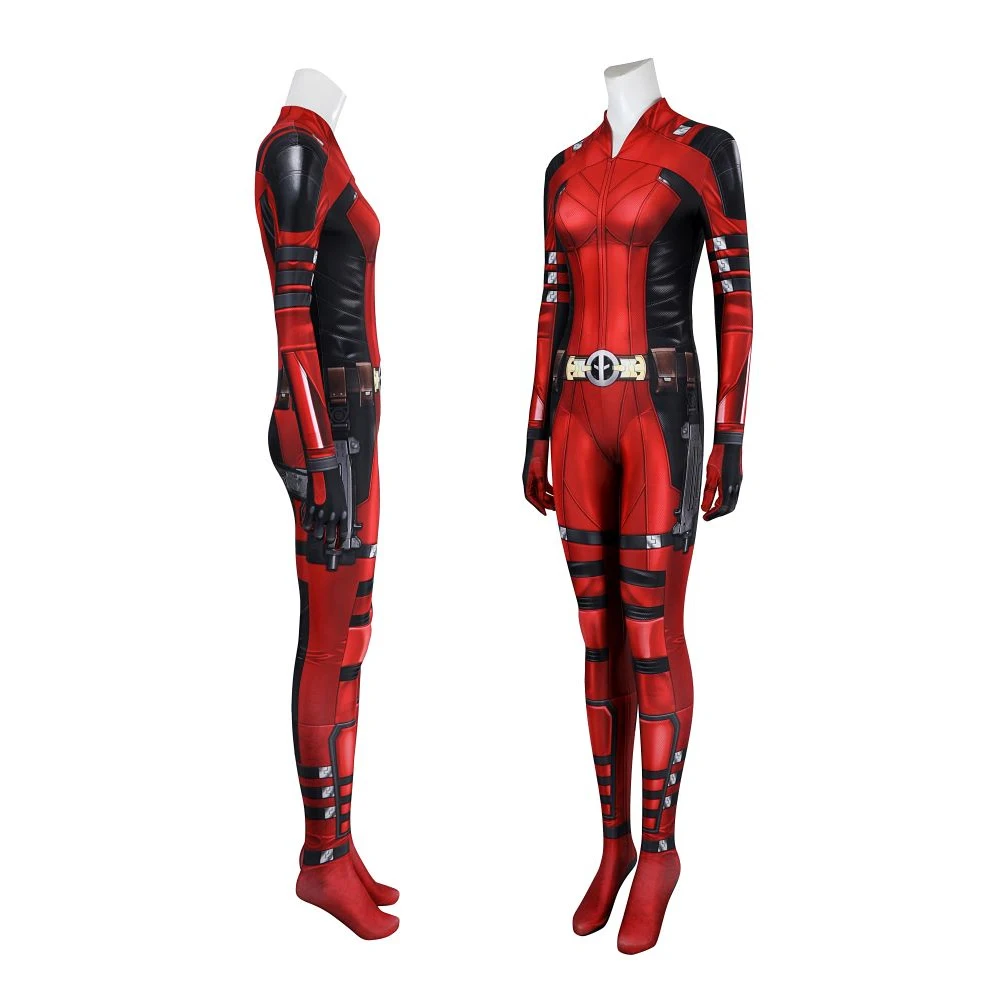 Halloween Carnival Party Female Death 3 Role Playing Costume Wade Wilson Helmet Zentai 3D Printed Sexy Tight jumpsuit Costume