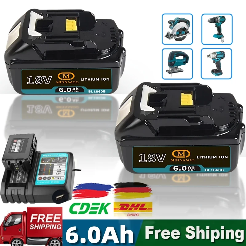 

Оригинальный аккумулятор для Makita 18 В, 6,0 Ач, совместимый с BL1830B BL1840B BL1850B BL1860B Электроинструменты