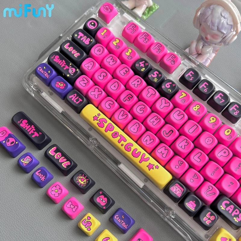 Imagem -04 - Mifuny-piwidesign Spotguy Anime Keycaps Keycap Fullconjunto Pbt Dry Subbed Moa Perfil Ergonômico para Acessórios Teclado Mecânico