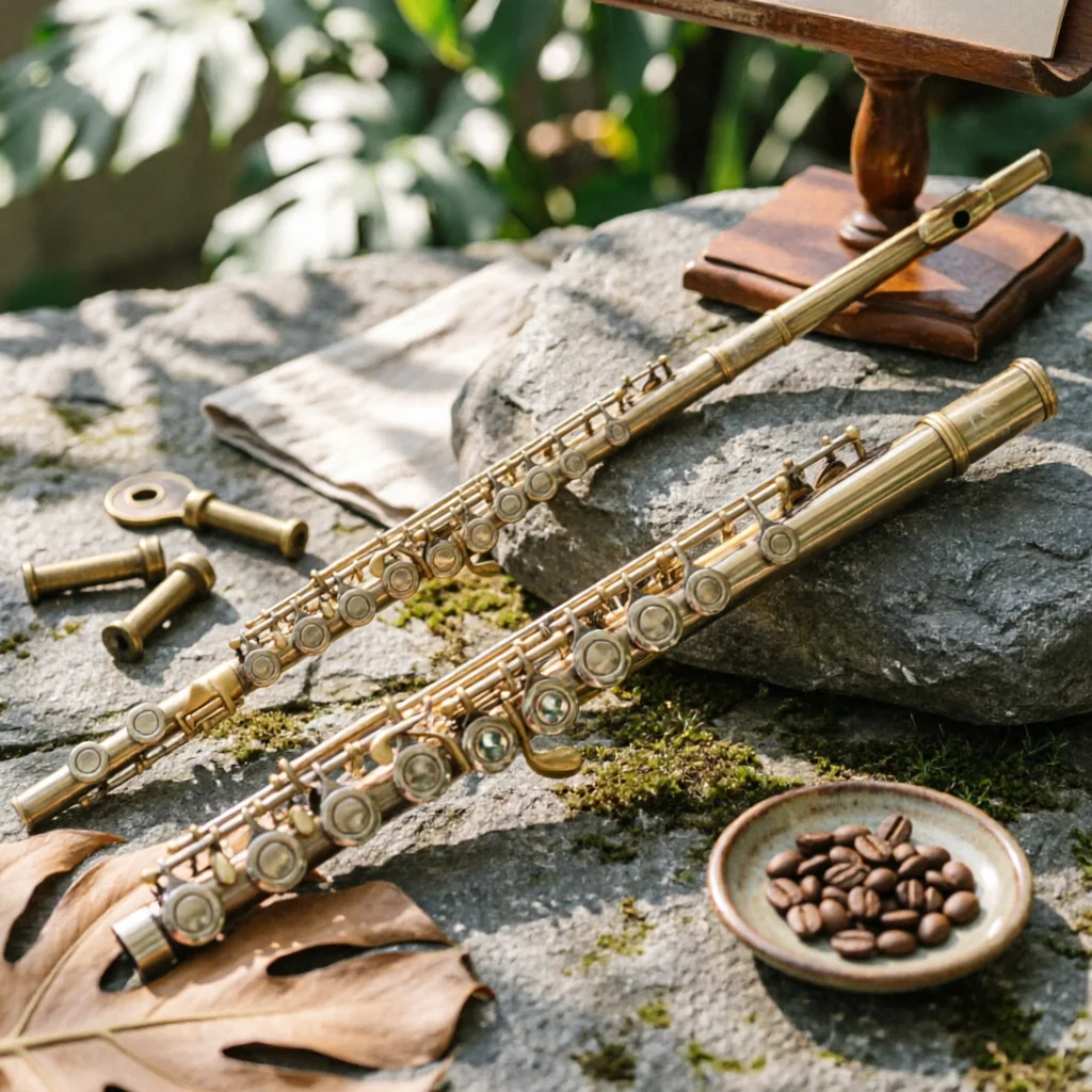 C Flute Straight Headjoint Closed Hole Flute Woodwind Instrument Stable Sound Lightweight for Beginners, Practice, Music Lessons