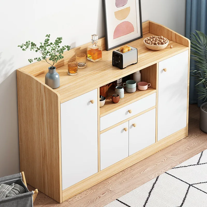 

Floor-to-ceiling dining cabinet integrated against the wall Simple overall cabinet Household kitchen Living room