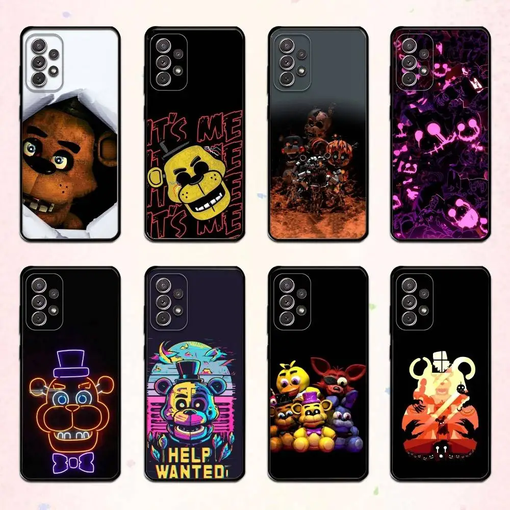 

F-Fnaf A-Animatronics Black Phone Case For Samsung S 25,24,23,22,30,21,10,9,Ultra,Plus,Lite,FE,4,5 G Soft Black Case