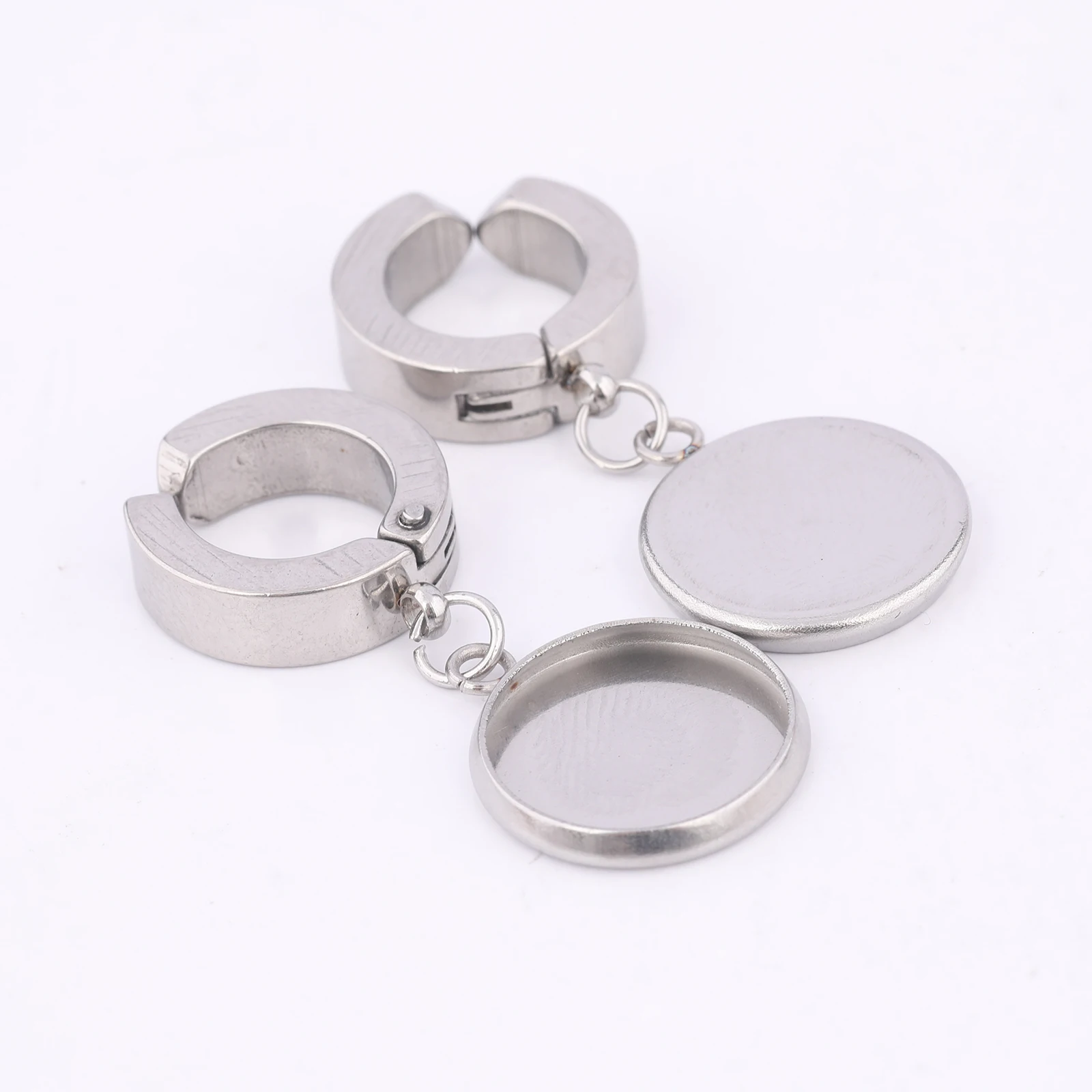 10 pçs clipe de aço inoxidável em ganchos brinco descobertas caber 12mm cabochão brincos base configuração espaços em branco diy jóias fazendo
