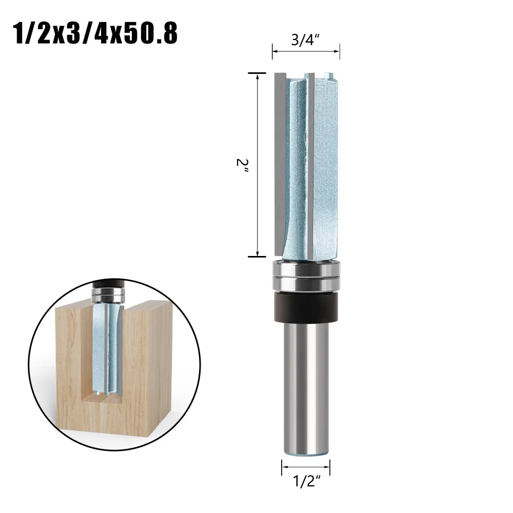 LAVIE Professional Grade Tungsten Carbide 3 Flute Bearing Straight Router Bit,Double Bearing Straight Bit with Bearing Shank
