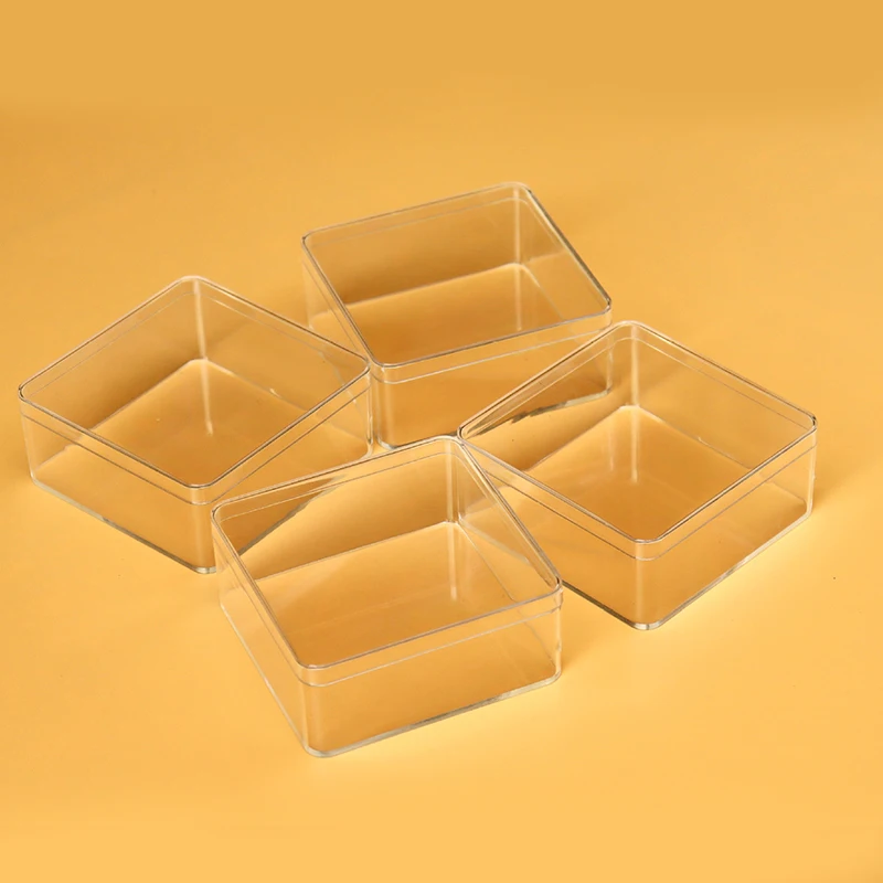 5pcs Square Transparent Plastic Box Case with Lid 8.5*8.5*3.5cm DIY Jewelry Making Findings Storage Organize Packaging Wholesale