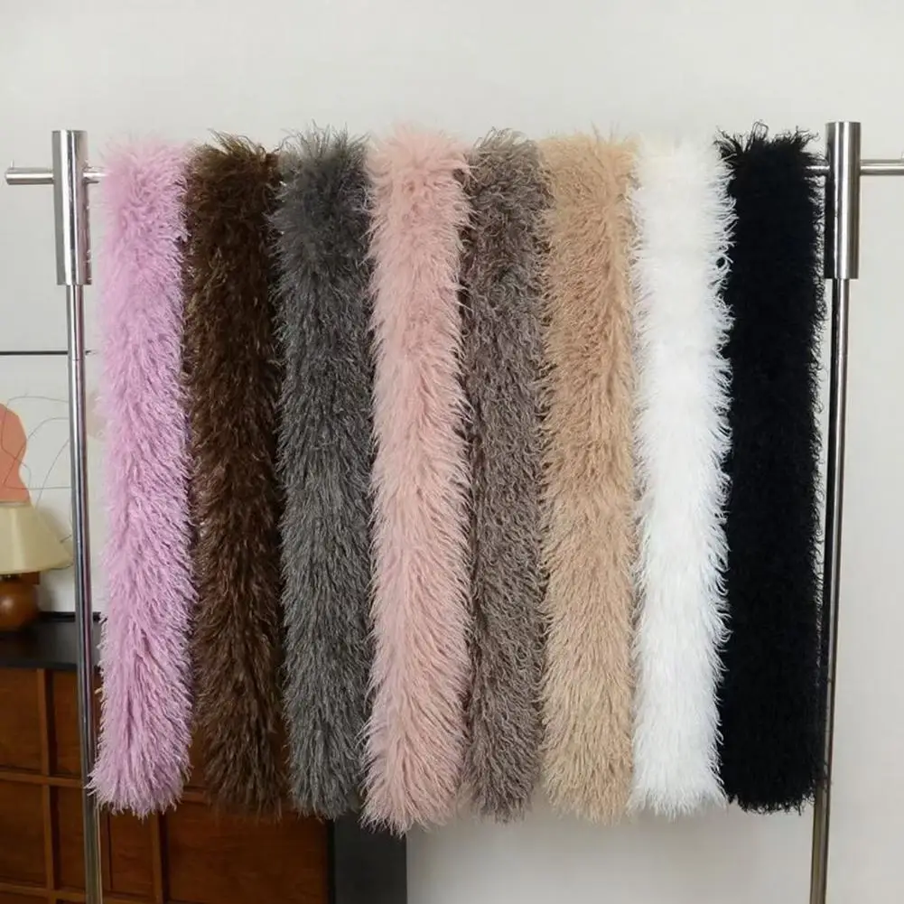 Extra Long Scarf Winter Scarf Thickened Plush Soft Neck Warmer Extra Long Solid Color Imitation Fur Wrap Warm Outdoor Cozy