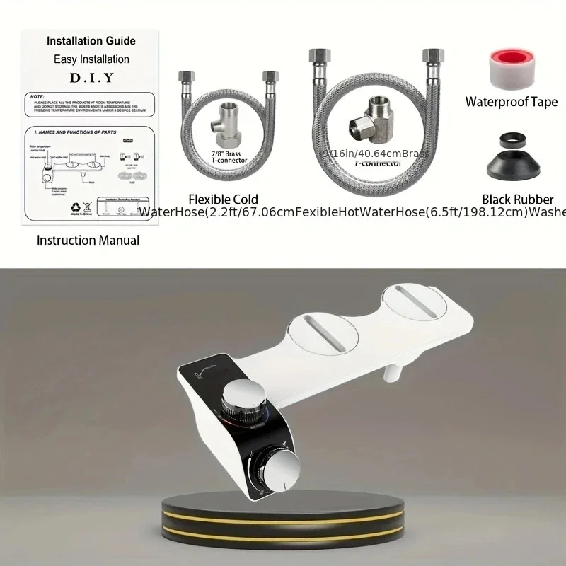 

Toilet accessory Bidet Accessory Ultra-thin Toilet seat Dual Nozzle bidet Adjustable Water Pressure Non-electric Butt Sprayer