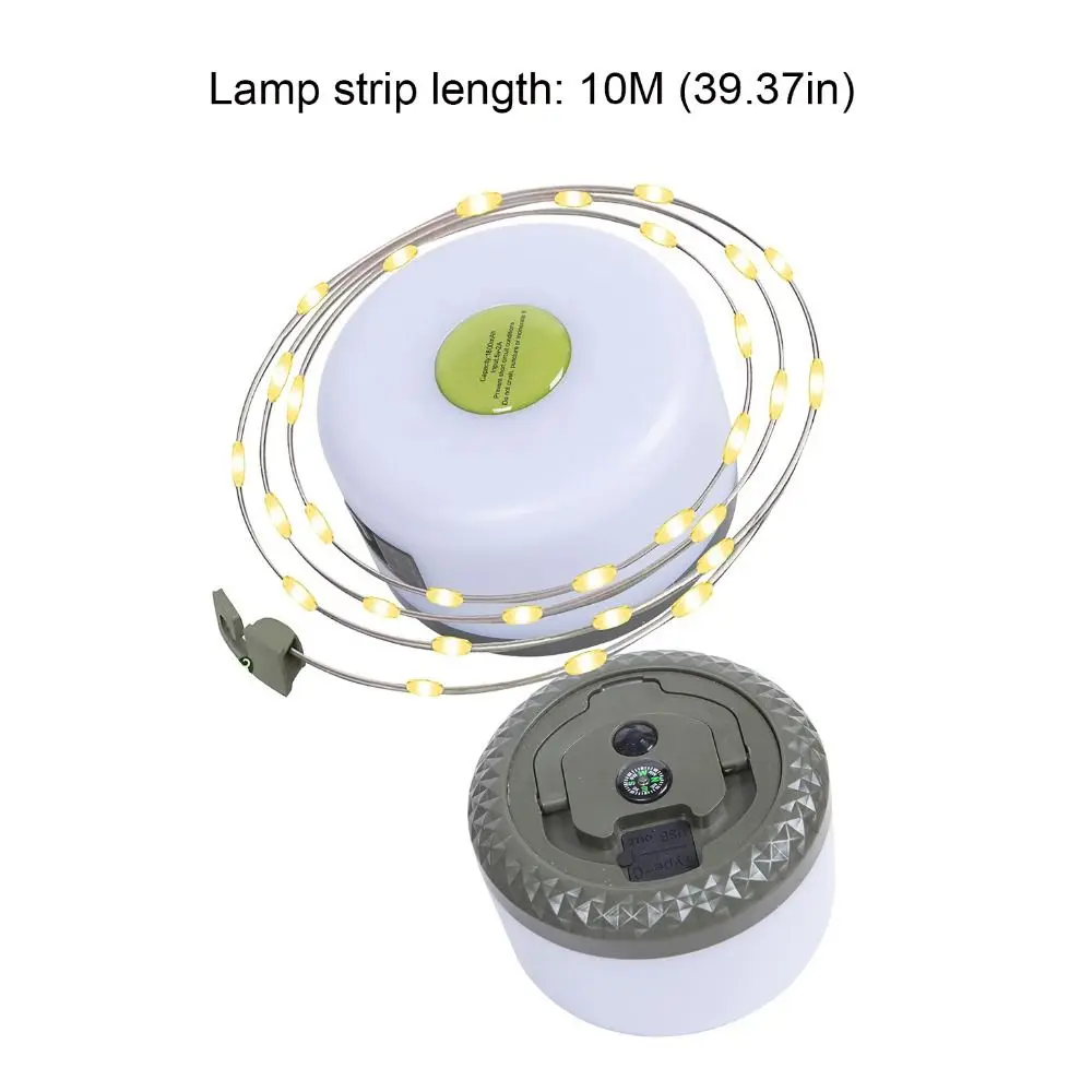 Lampu Camping Luar Ruangan 10M Tahan Air Lipat Lampu Natal dengan 8 Mode Pengisian USB Lampu Peri LED untuk Camping