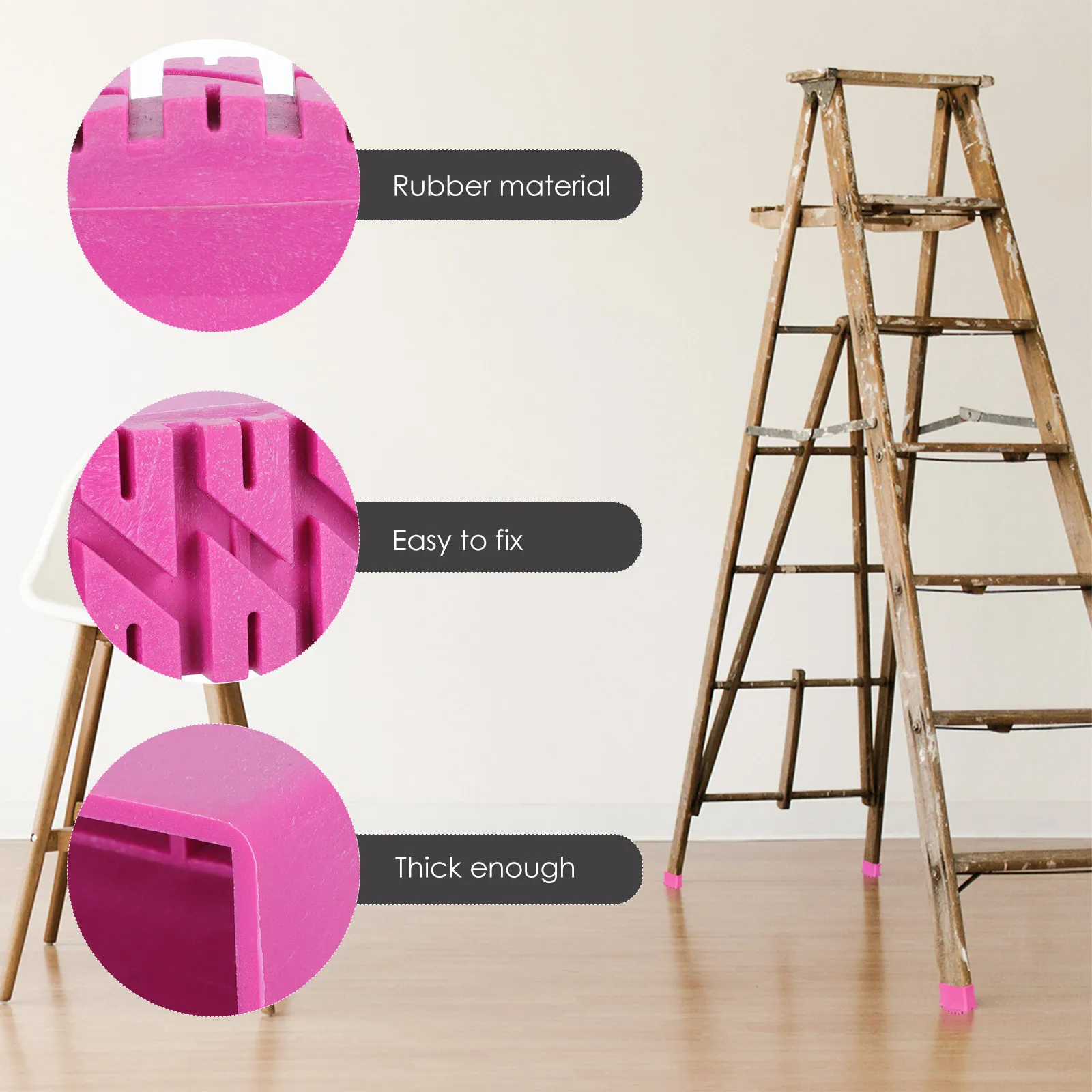 

2 шт. резиновые накладки на ножки лестницы, противоскользящие, толстые, прочные, для защиты пола, безопасные, антискользящие подкладки