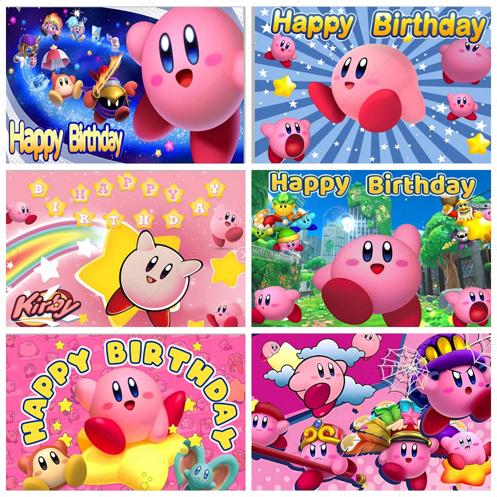 

Star Kirby Theme Children's Boys and Girls Birthday Party Decoration Background Cartoon Cute Photography Photo Photo Props