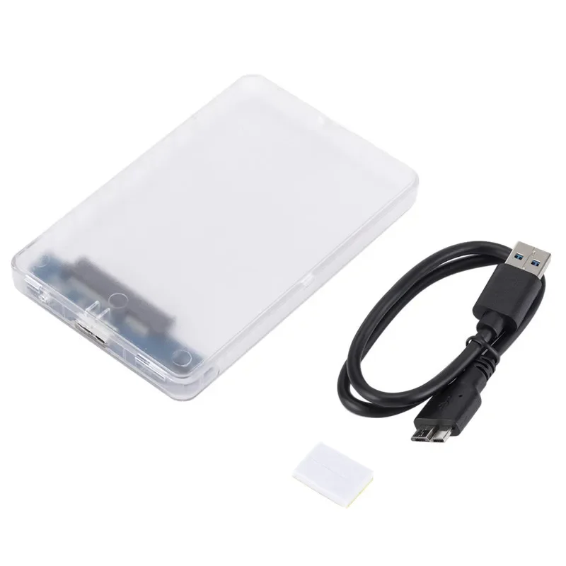 Caja de disco duro transparente de 2,5 pulgadas, SSD, estado sólido, portátil mecánico, puerto serie SATA, USB 3,0, disco duro móvil de alta velocidad