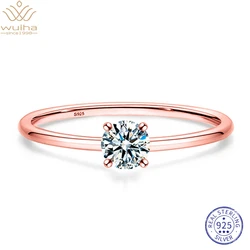 WUIHA-Anillo de Plata de Ley 925 brillante para mujer, con diamantes de moissanita sortija de compromiso, joyería fina