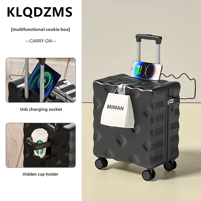 KLQDZMS Carry-on Travel Luggage 18"20Inch Multifunctional Boarding Case ABS+PC Trolley Case Universal Wheel Cabin Suitcase