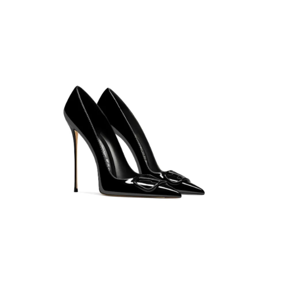 

Black Patent Leather High Heels Women 2025 Autumn Fashion Pointed Toe Shoes