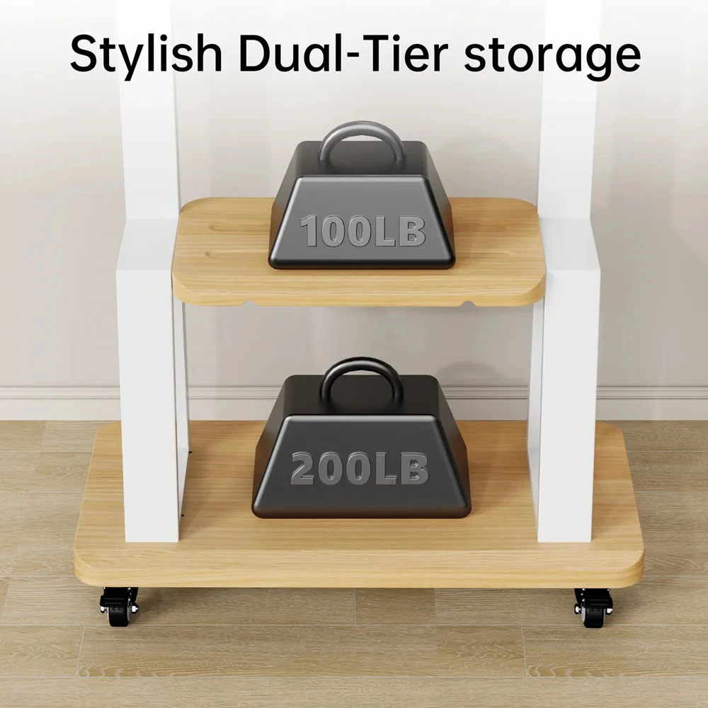 Mobile TV Cart for 32-75 Inch Screens, Movable Rolling Floor TV Stand with Shelf Locking Wheel, Height Ajustable Heavy-Duty