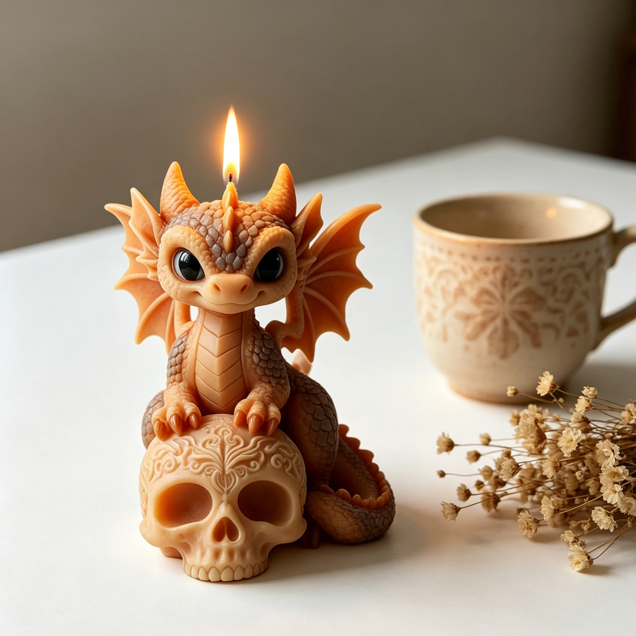 Cute Dragon On Skull Candle Mold 3D Silicone Mold For Scented Candle Soap Epoxy Resin Casting DIY Decor view 6