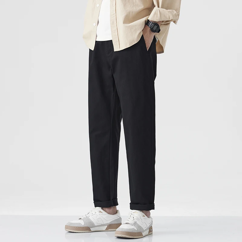 

Модные прямые повседневные брюки для мужчин, лето 2025, свободные рабочие брюки, трендовые универсальные брюки в стиле милитари, широкие длинные брюки