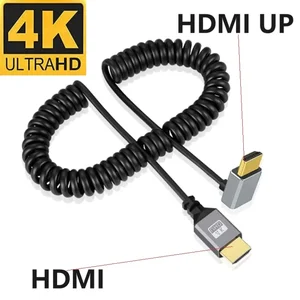 Cabo de mola hdmi 4k macho para macho, esquerda direita para cima e para baixo, mini micro hdmi, extensão enrolada, cabo espiral flexível, cabo hdmi 10 principais vendas espiral alargador - №2